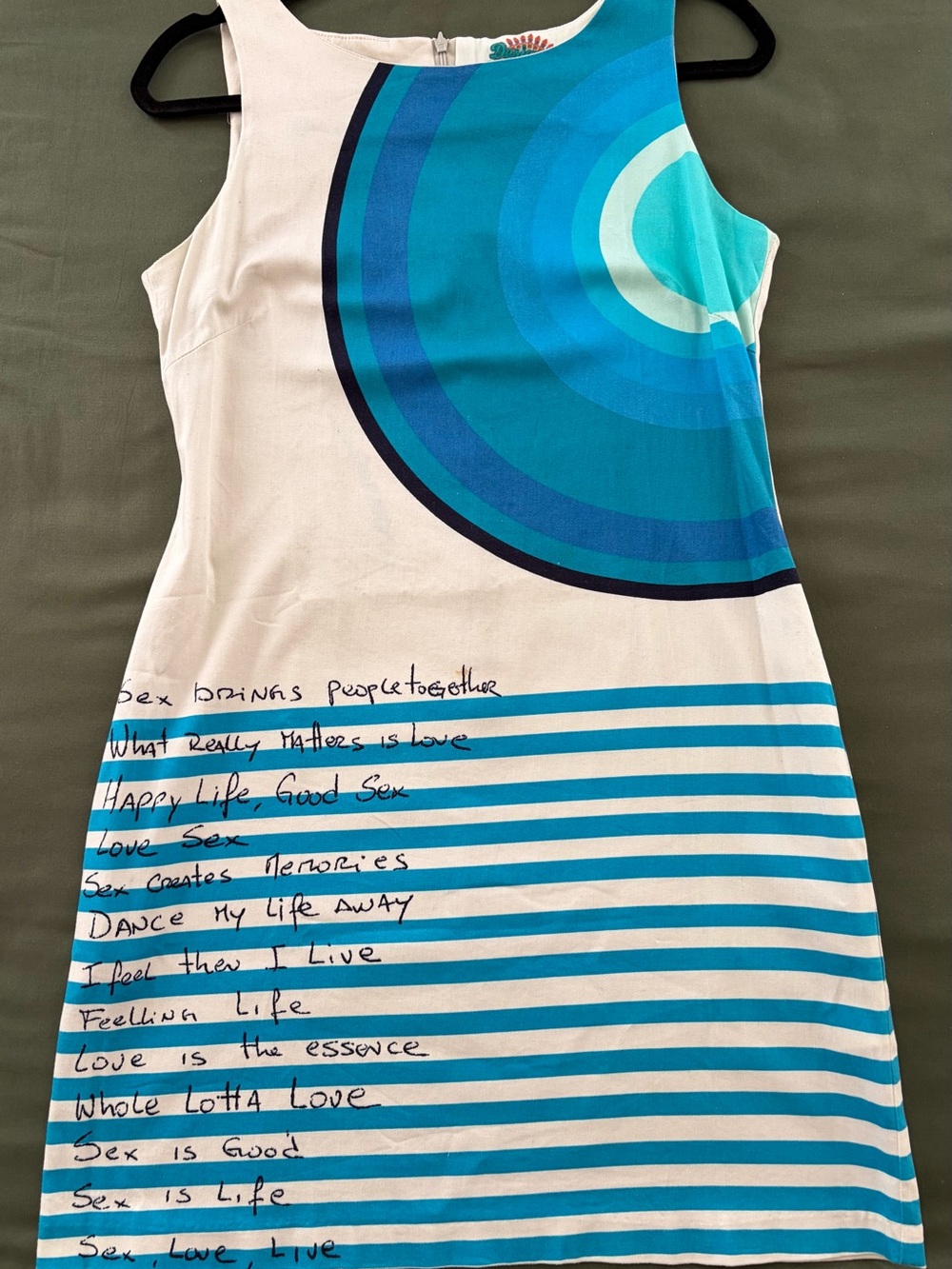 Desigual Turquoise and White Graphic Sheath Dress